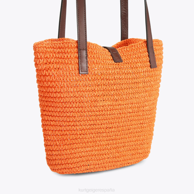 Kurt Geiger mujer bolso tote london hampton de rafia 2LPR458 | bolsas naranja